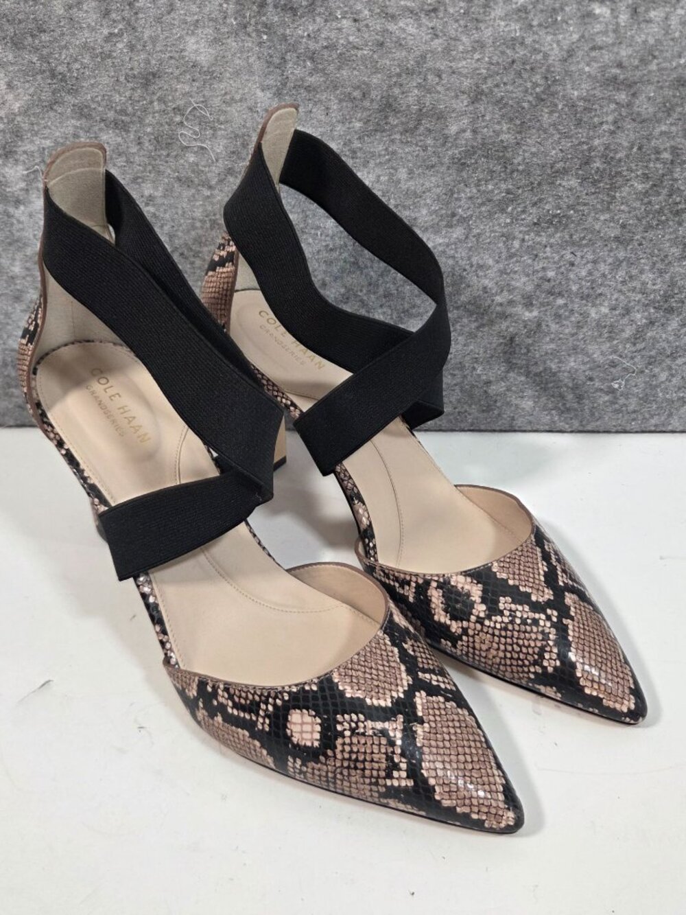 Cole Haan Snakeskin Heels Women’s 11B Pointed Toe Ankle Strap Pumps